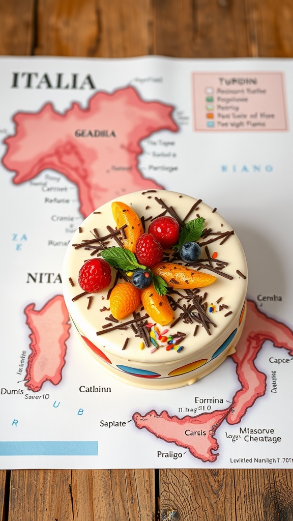 Neapolitan cake with chocolate, vanilla, and strawberry layers.