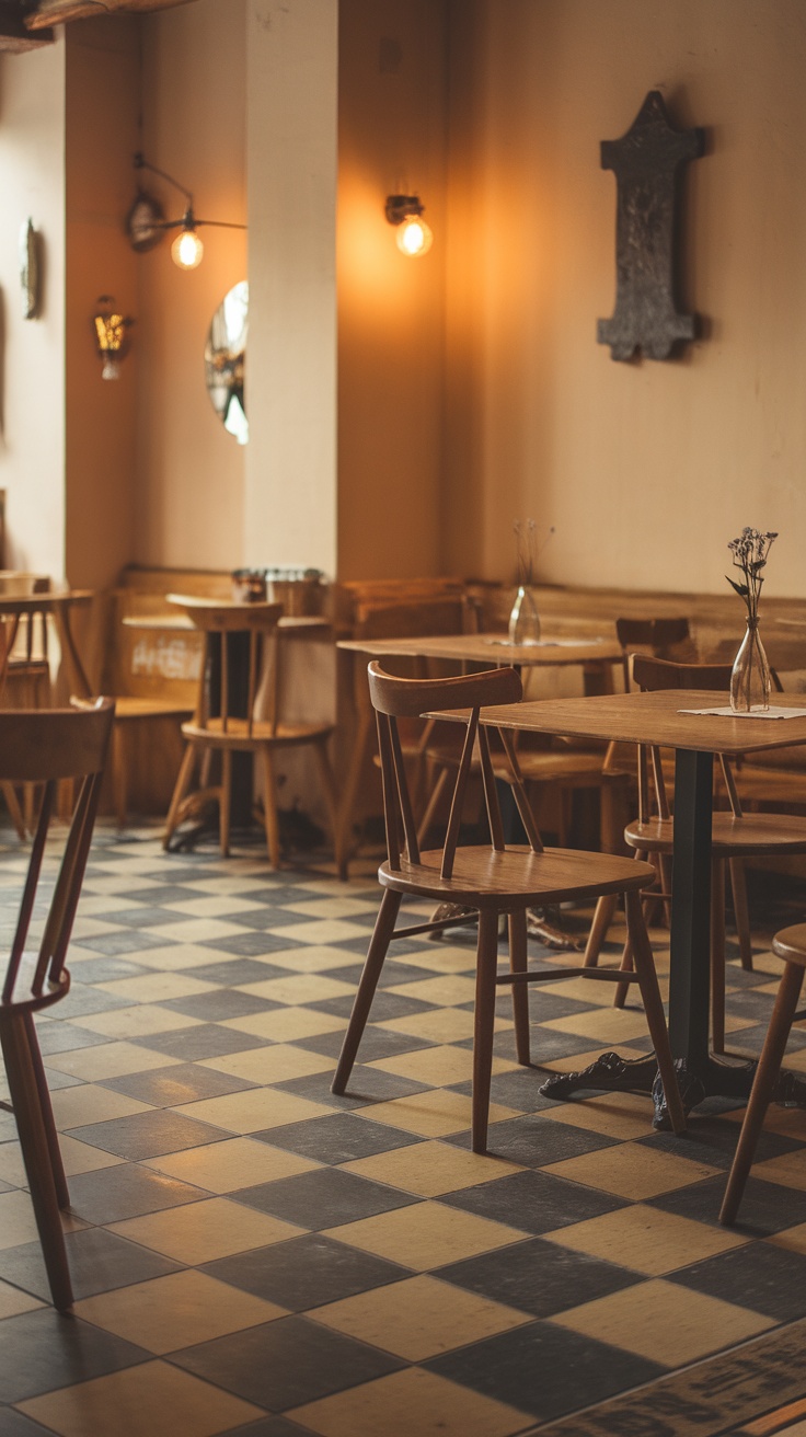Rustic and vintage epoxy floor design in a modern setting.