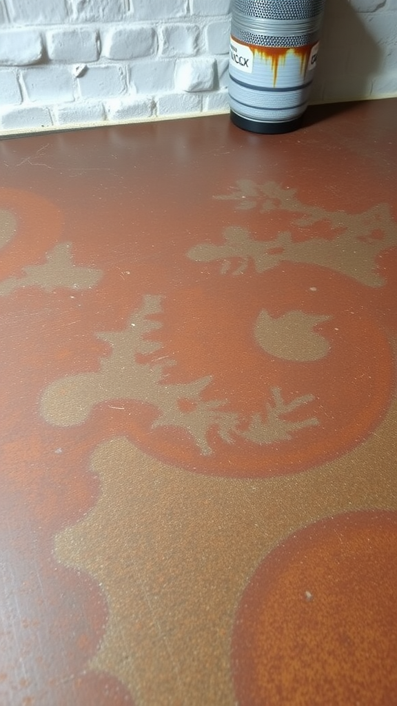 Close-up of a rusty industrial epoxy finish on a surface.