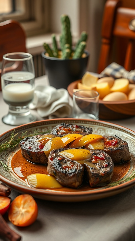 Delicious garlic butter steak bites with roasted potatoes on a plate.