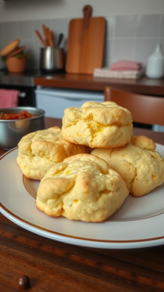 Savory cheese scones on a plate