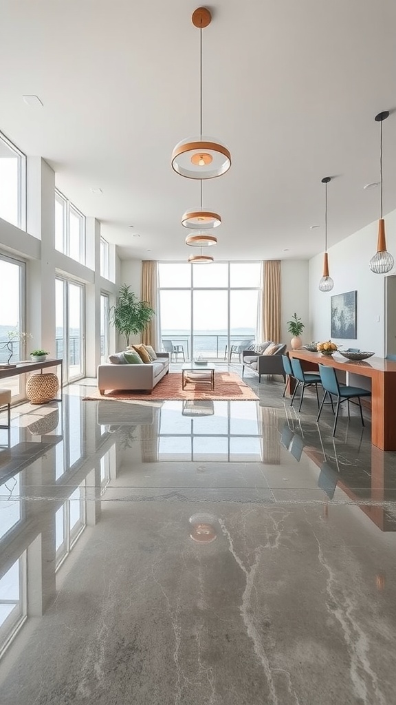 Bright indoor space with epoxy floors and an open layout