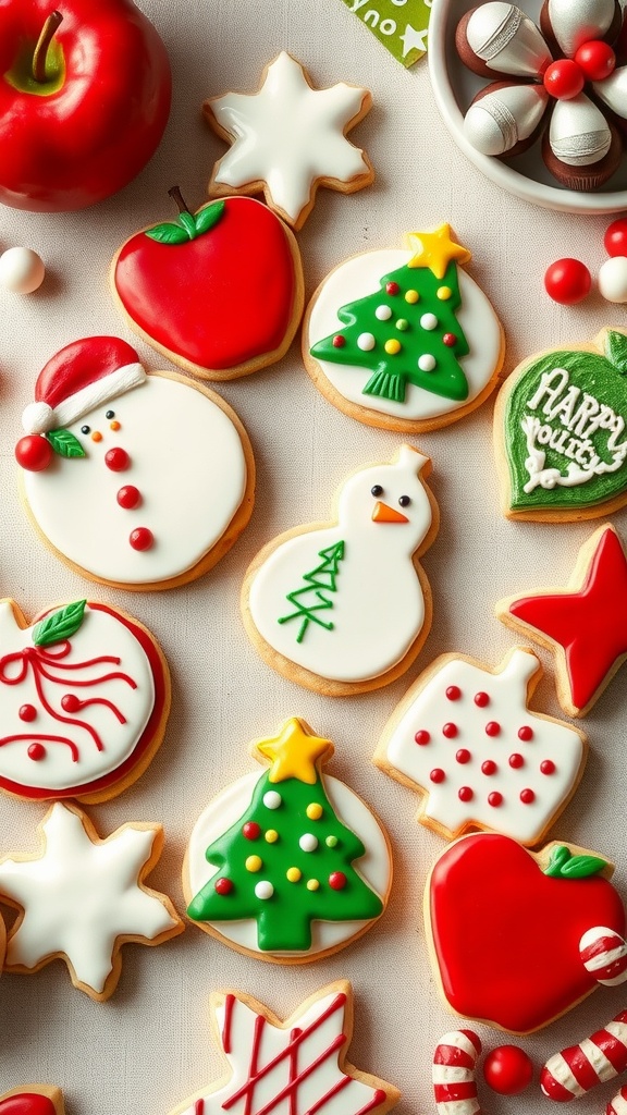 Decorated candy apple cookies for seasonal celebrations.