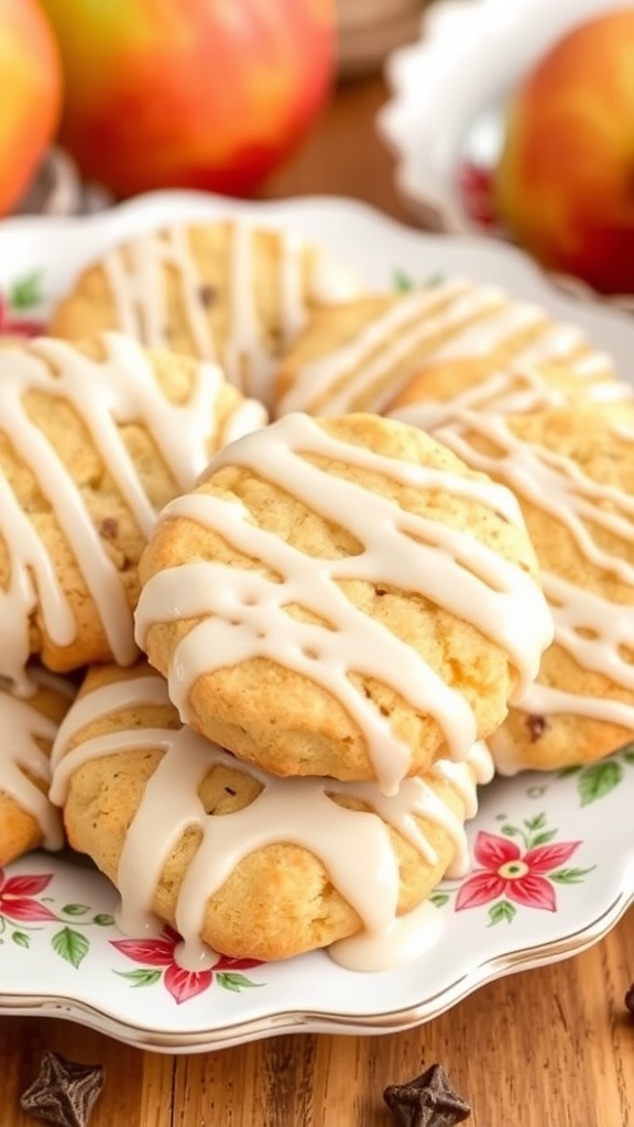 Candy apple cookies served with apple cider glaze