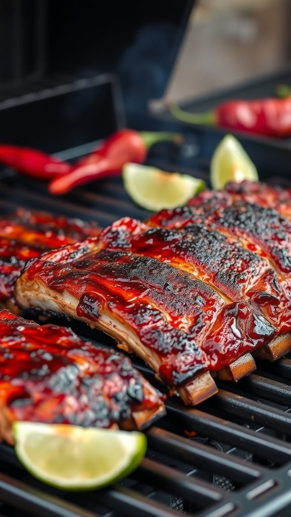 Smoky Chipotle BBQ Ribs with lime and chili peppers