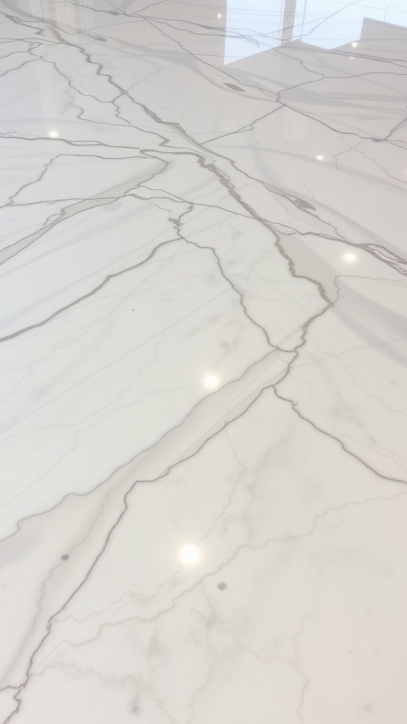 Smooth marble epoxy floor design with elegant veining
