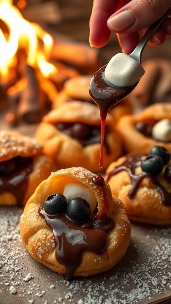 S'mores Puff Pastry Pockets with chocolate and marshmallows