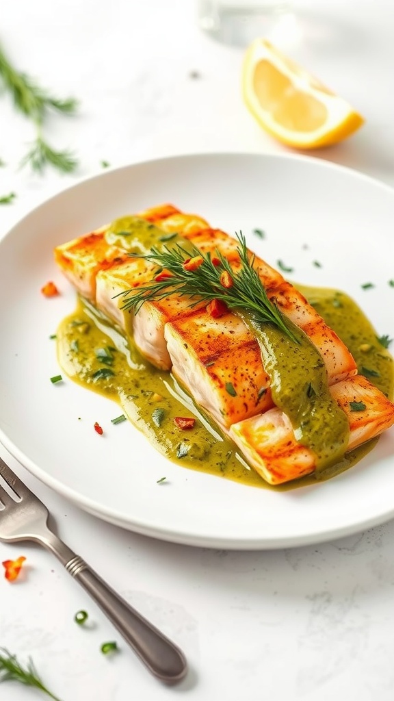 Spicy Mustard Baked Salmon with Dill dish
