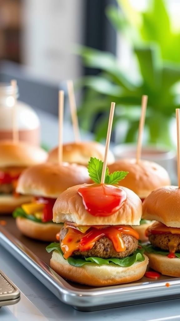 Sriracha drizzle on ham and cheese Hawaiian sliders