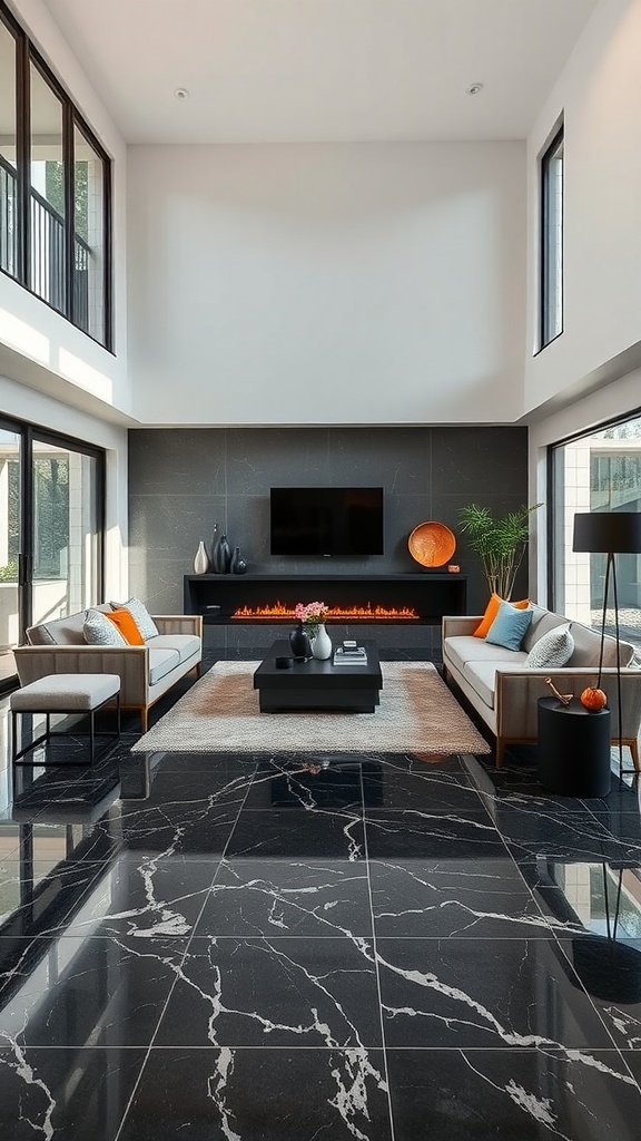A cozy room featuring a starlit epoxy floor with glowing phrases, dim lighting, and a warm atmosphere.