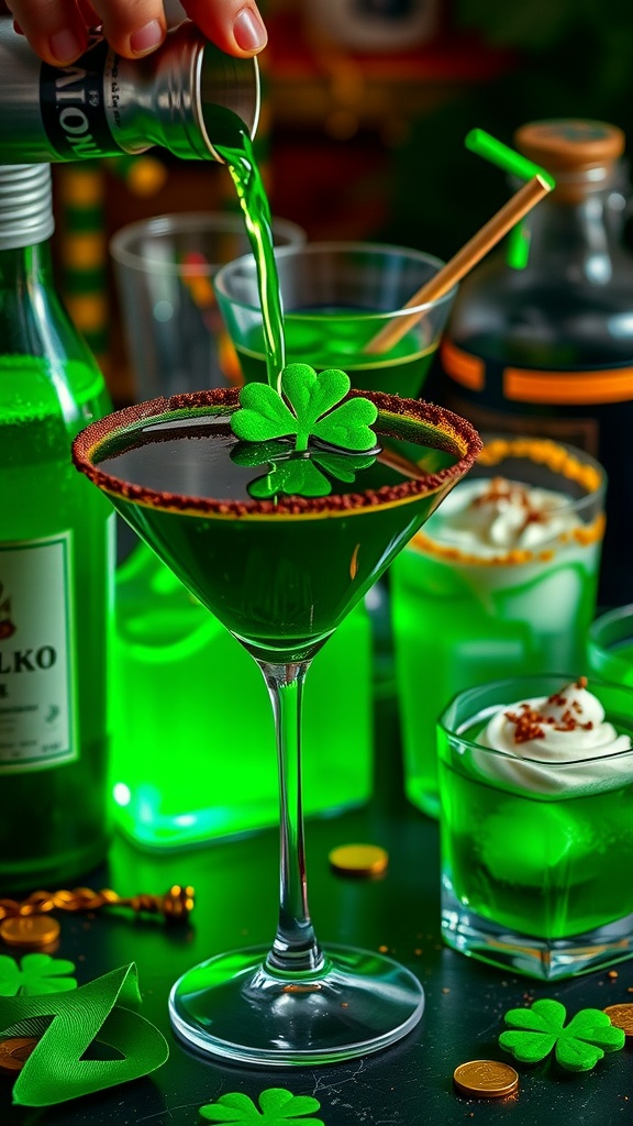 A rich stout chocolate martini with a chocolate rim and garnish.
