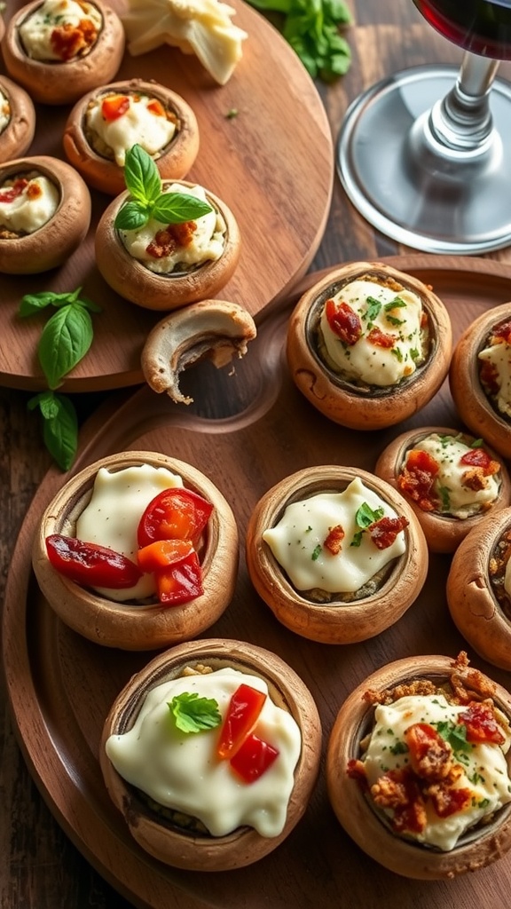 Sun-Dried Tomato and Cream Cheese Stuffed Mushrooms