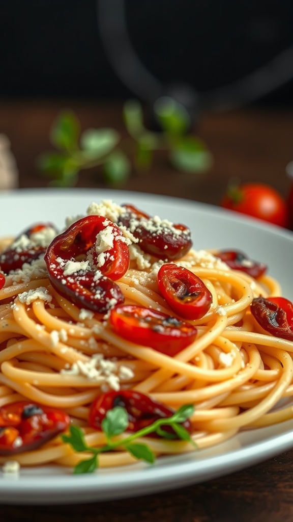 Delicious Marry Me Chicken Pasta with sun-dried tomatoes and herbs.