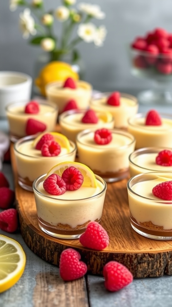Lemon slices with sugar, representing the sweet and tart flavors of a lemon raspberry cheesecake.