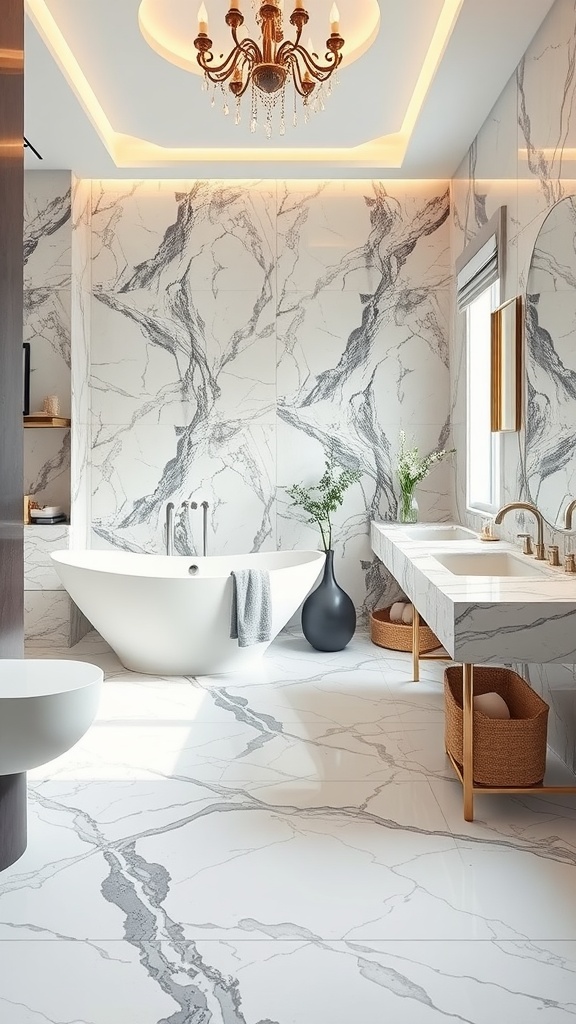 Stylish bathroom featuring a textured epoxy floor that enhances slip resistance.