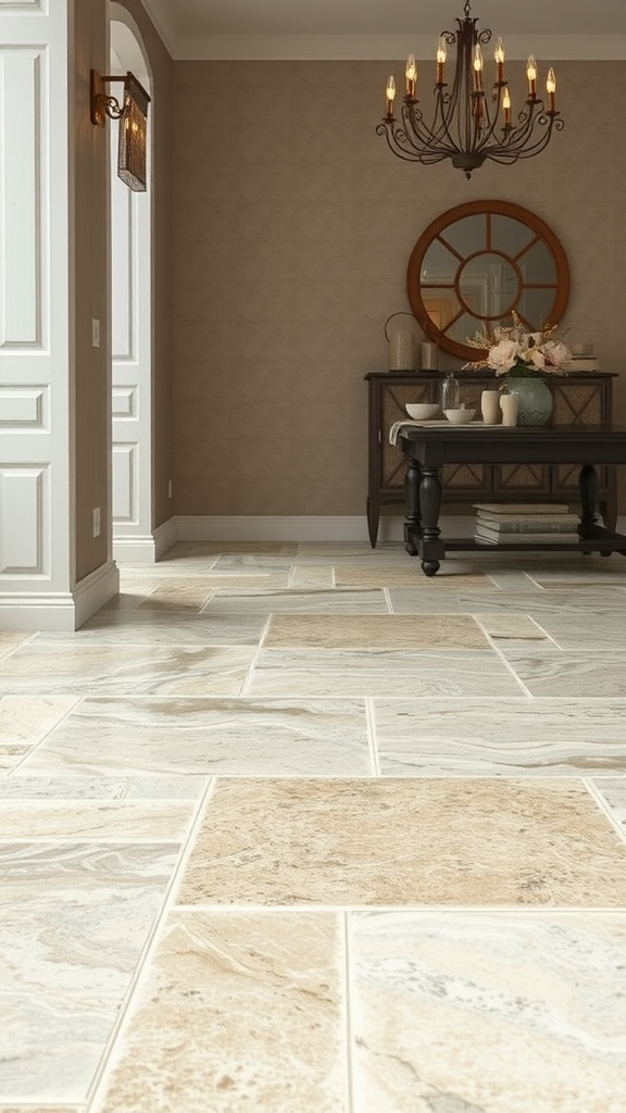 A stylish interior featuring textured stone look epoxy flooring in a well-decorated room.