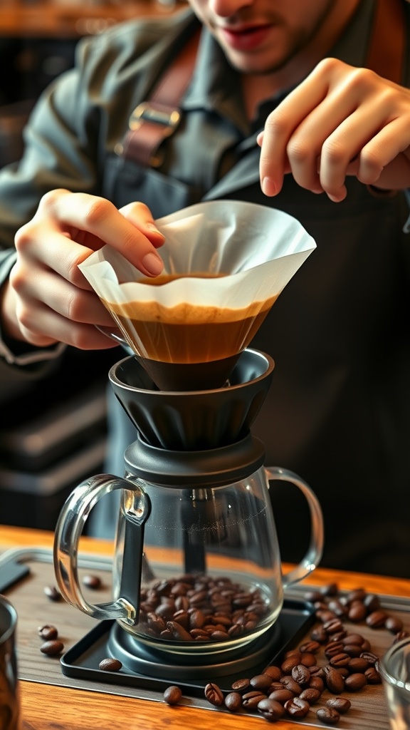Brewing coffee with a pour-over method