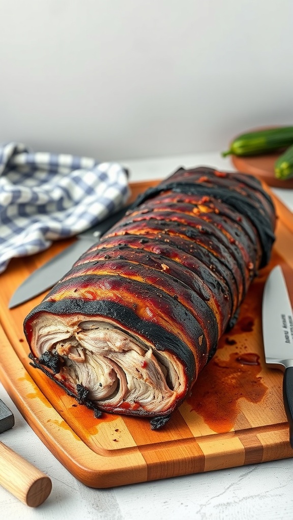 A beautifully smoked pulled pork ready to be served.