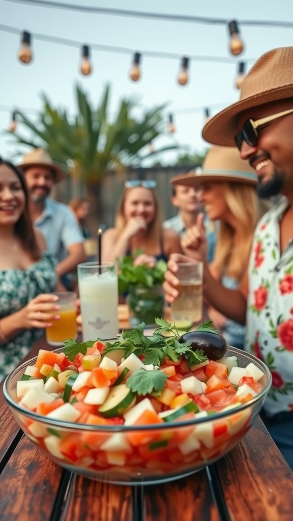 A bowl of colorful Pico de Gallo with fresh ingredients, ready for serving.
