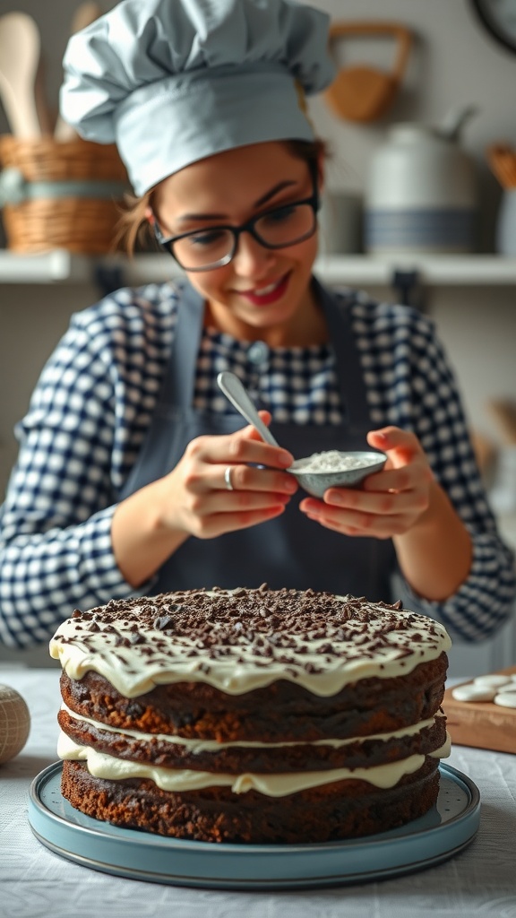 A beautifully layered Neapolitan cake with chocolate, vanilla, and strawberry flavors, topped with whipped cream and fresh strawberries.