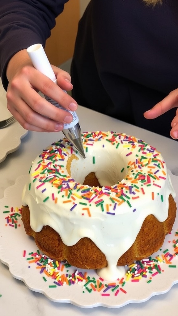 A beautifully decorated King Cake ready for celebration