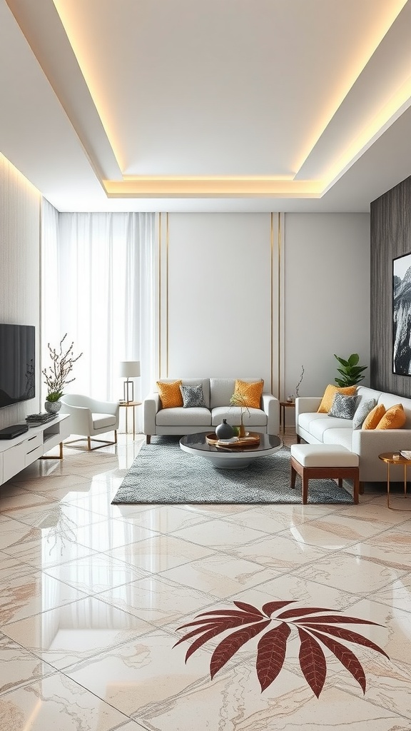 Array of marble tiles showcasing various colors and patterns with a modern aesthetic.