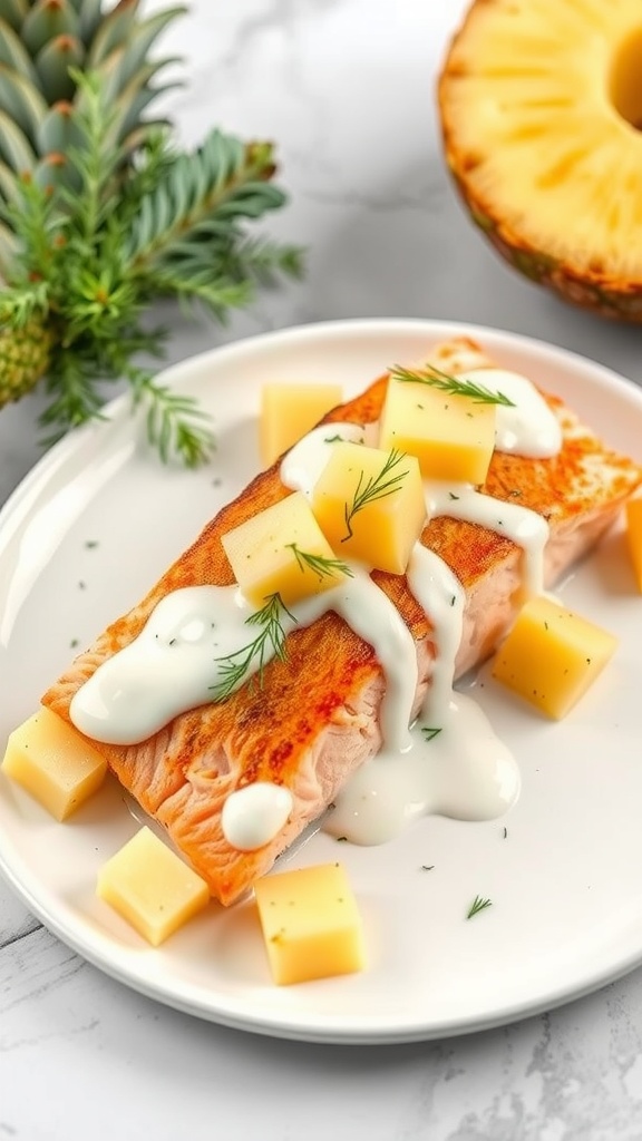 Tropical Pineapple Baked Salmon with Dill