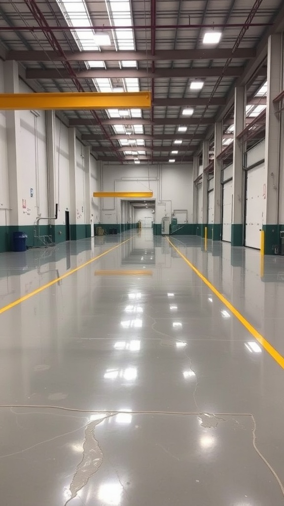 Industrial factory floor with epoxy coating and a timer.