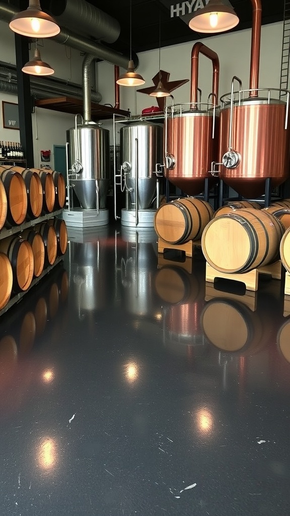 Midnight blue and gray metallic epoxy floor with a modern design.