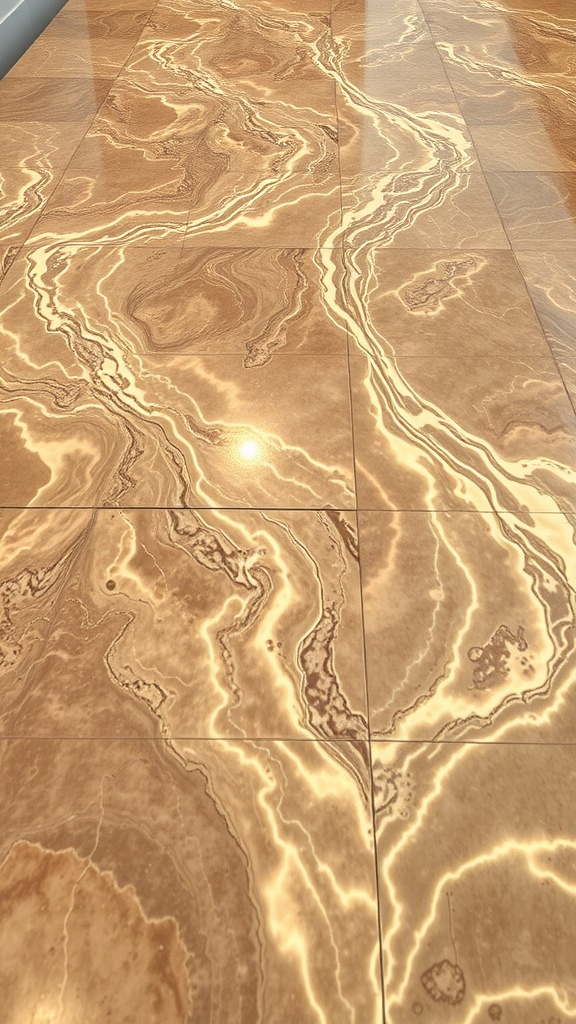 A stunning epoxy floor design resembling an underwater paradise with colorful coral and rocks.