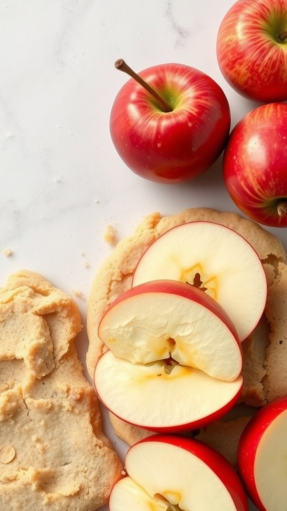 Candy apple cookies with slices of red apples