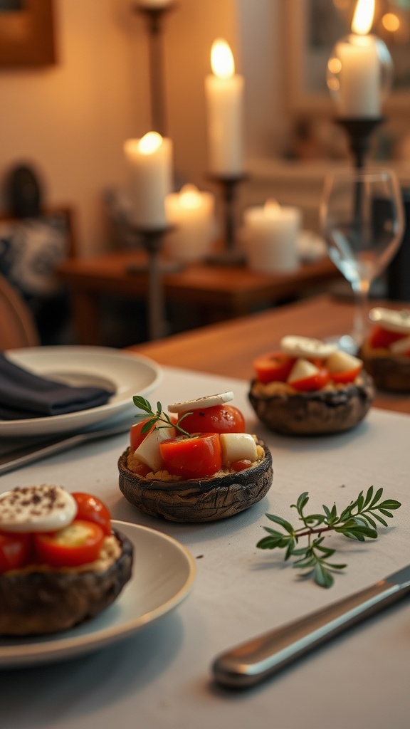 Delicious portobello mushrooms filled with tomatoes and mozzarella