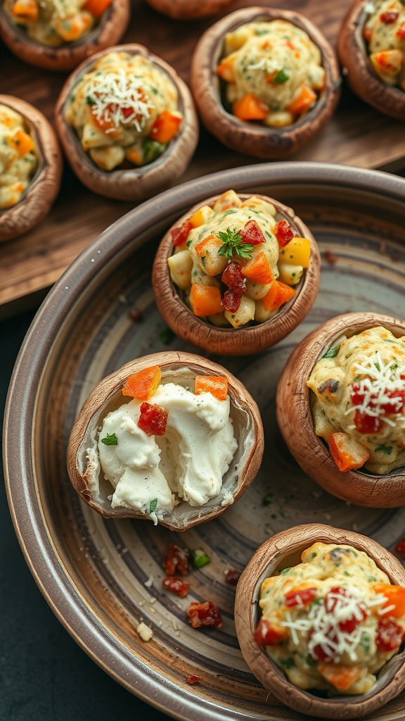 Veggie Lovers Cream Cheese Stuffed Mushrooms recipe
