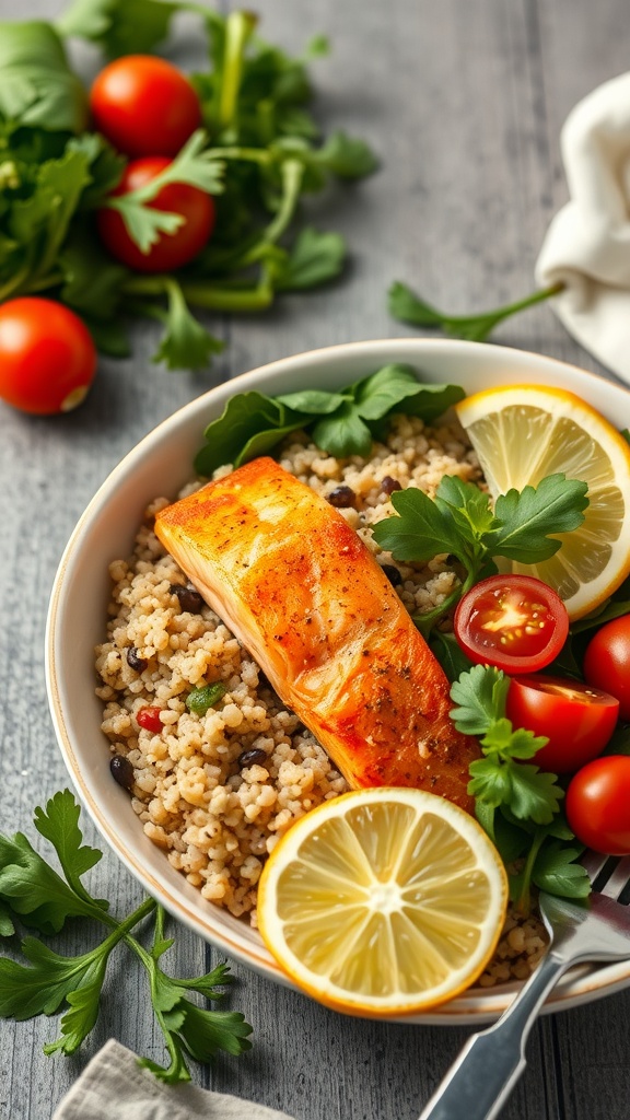 A delicious Zesty Lemon Salmon Quinoa Bowl