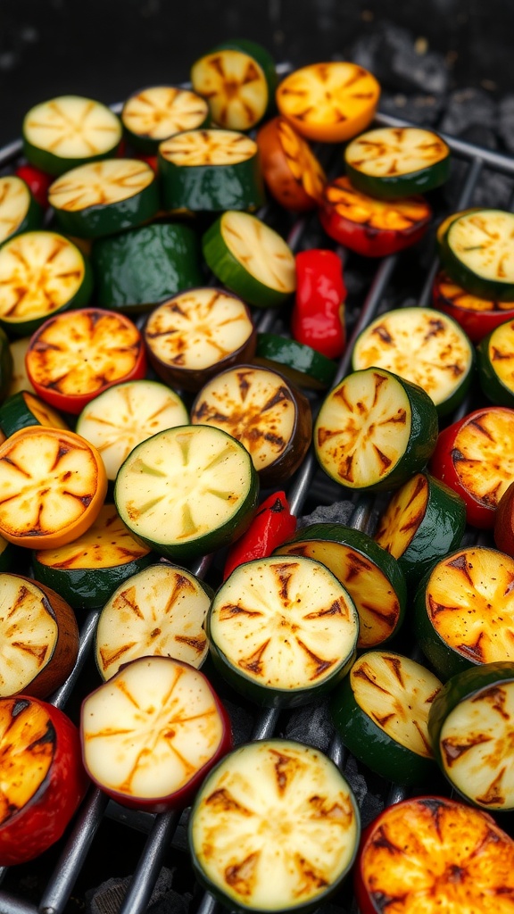 Grilled zucchini and squash medley on a grill