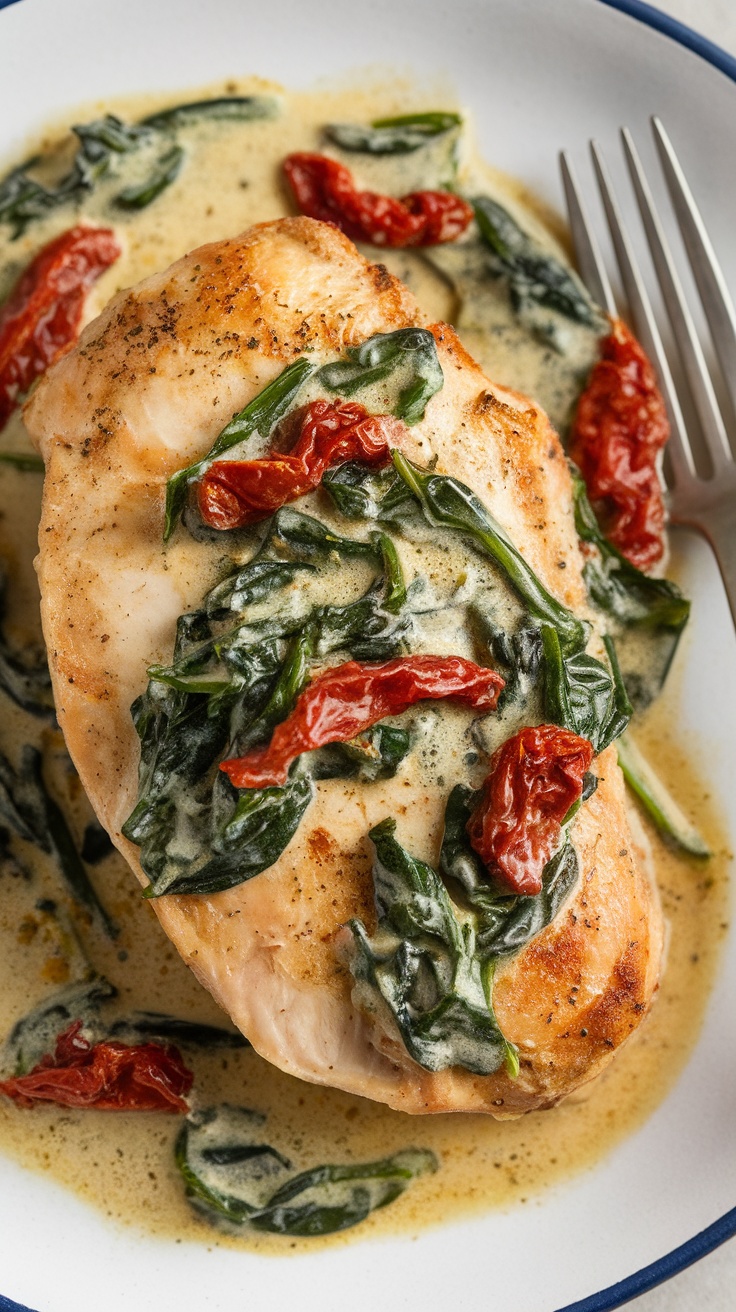 Creamy Tuscan Chicken with Spinach dish