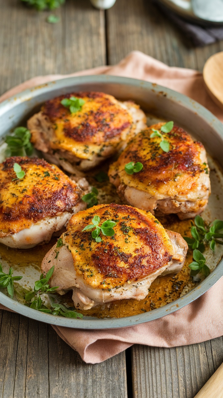 Garlic Butter Baked Chicken Thighs with herbs