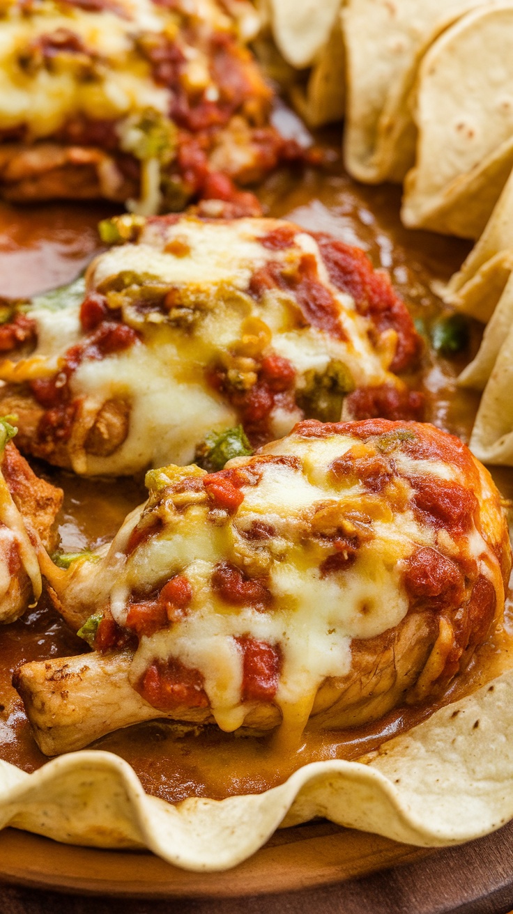 Salsa Verde Chicken Bake served with tortillas