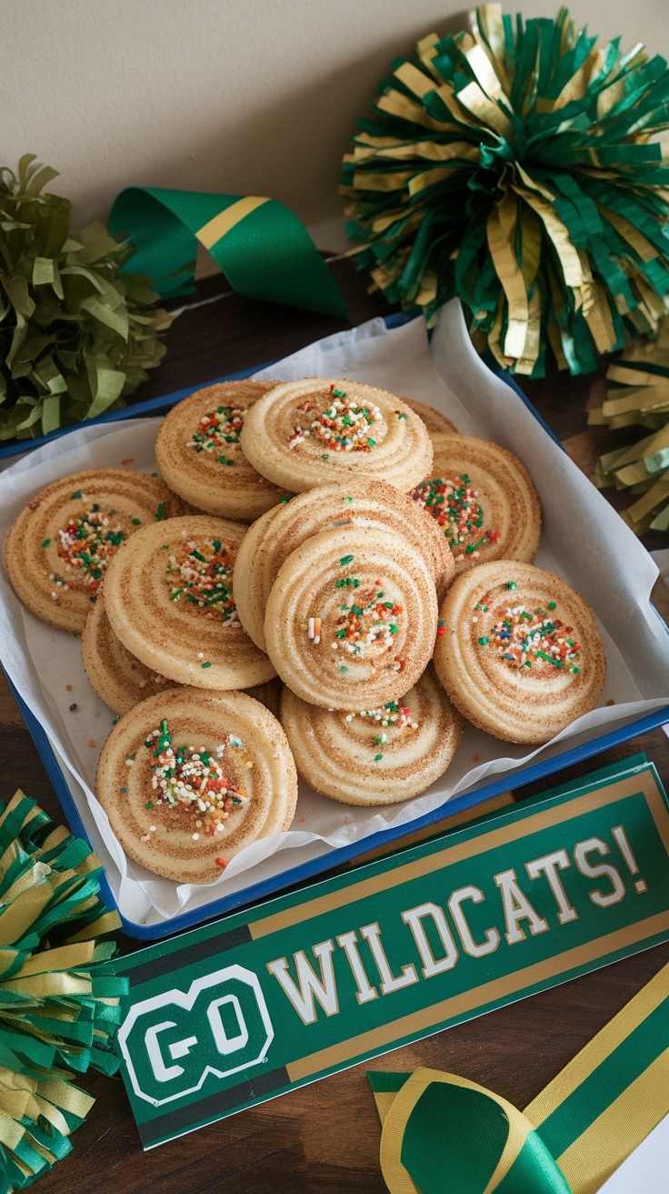 Snickerdoodle School Spirit Cookies with colorful sprinkles