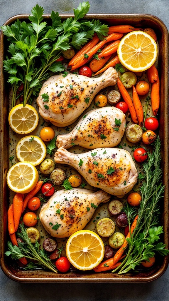 One-Pan Lemon Herb Chicken and Vegetables dish