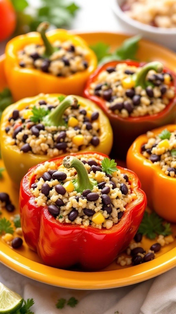 Stuffed bell peppers filled with quinoa and black beans