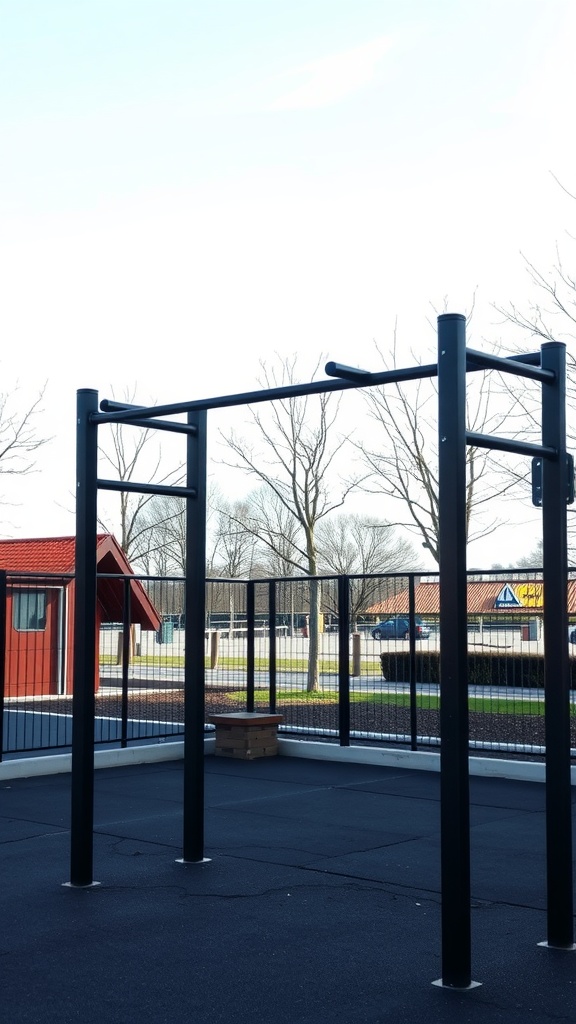 Outdoor calisthenics station with pull-up bars
