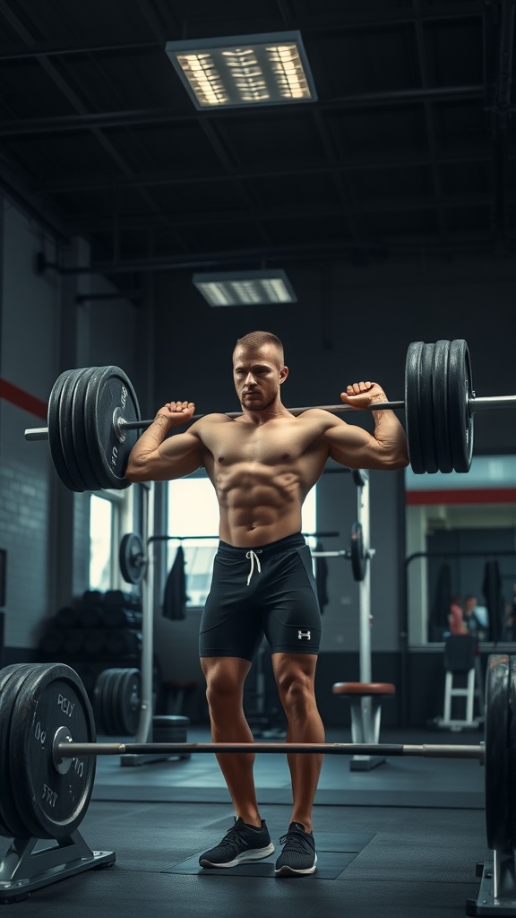 A person lifting weights in a gym setting, showcasing anaerobic activity.