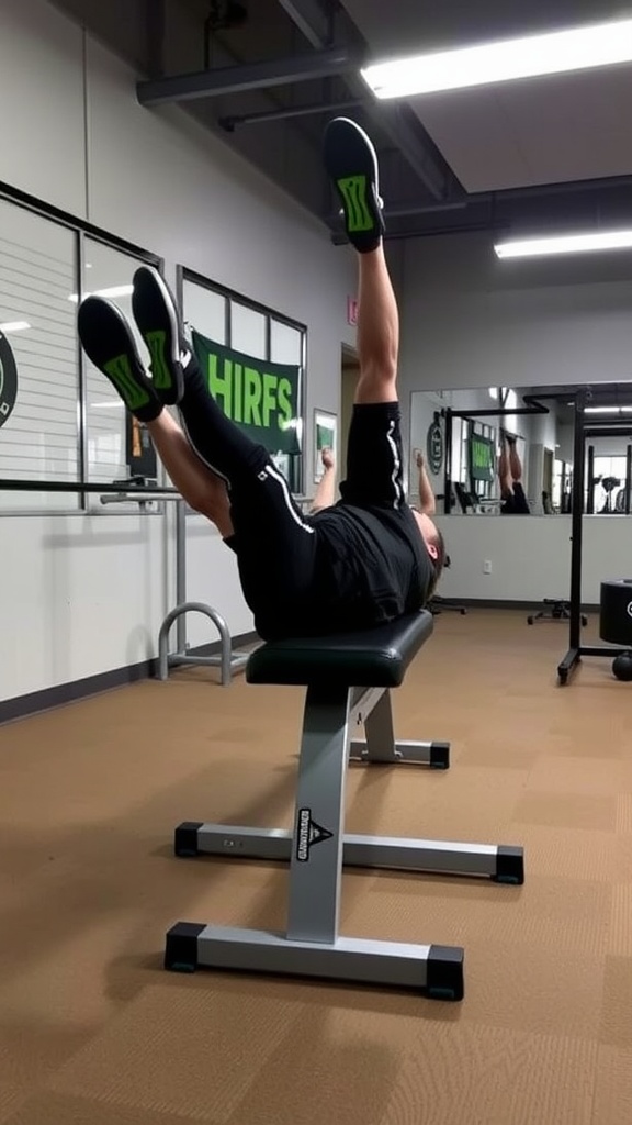 Person performing an exercise on a hyperextension bench