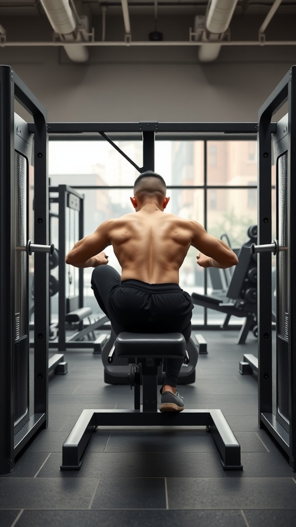 A person using a leg press machine in a gym, focusing on lower back engagement.