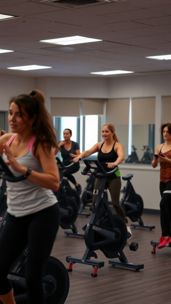Group of people participating in an aerobic exercise class