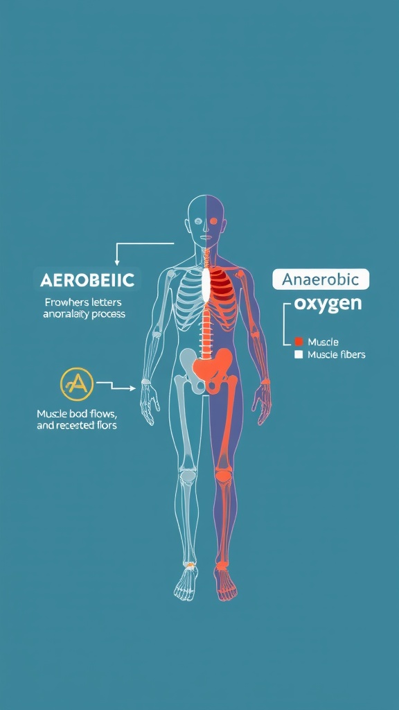 Illustration showing the physiological differences between aerobic and anaerobic exercises.
