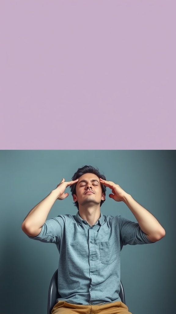 A person sitting with a pained expression, indicating stress or frustration.