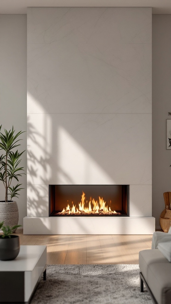 Modern eco-friendly bioethanol fireplace with a minimalist design and real flames