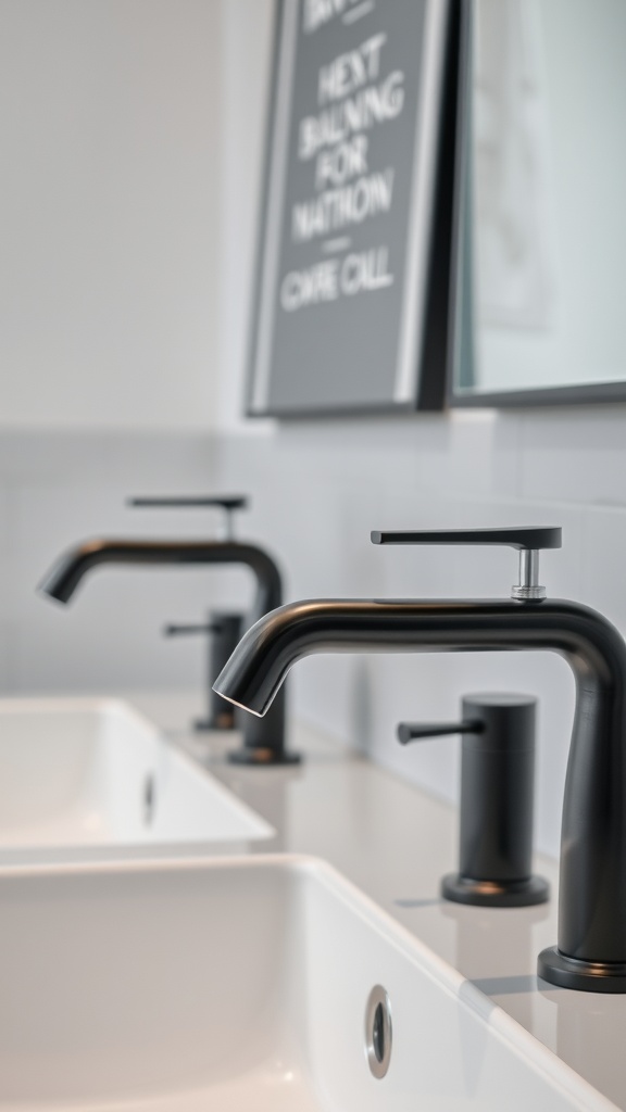 Contemporary black faucets in a bathroom setting